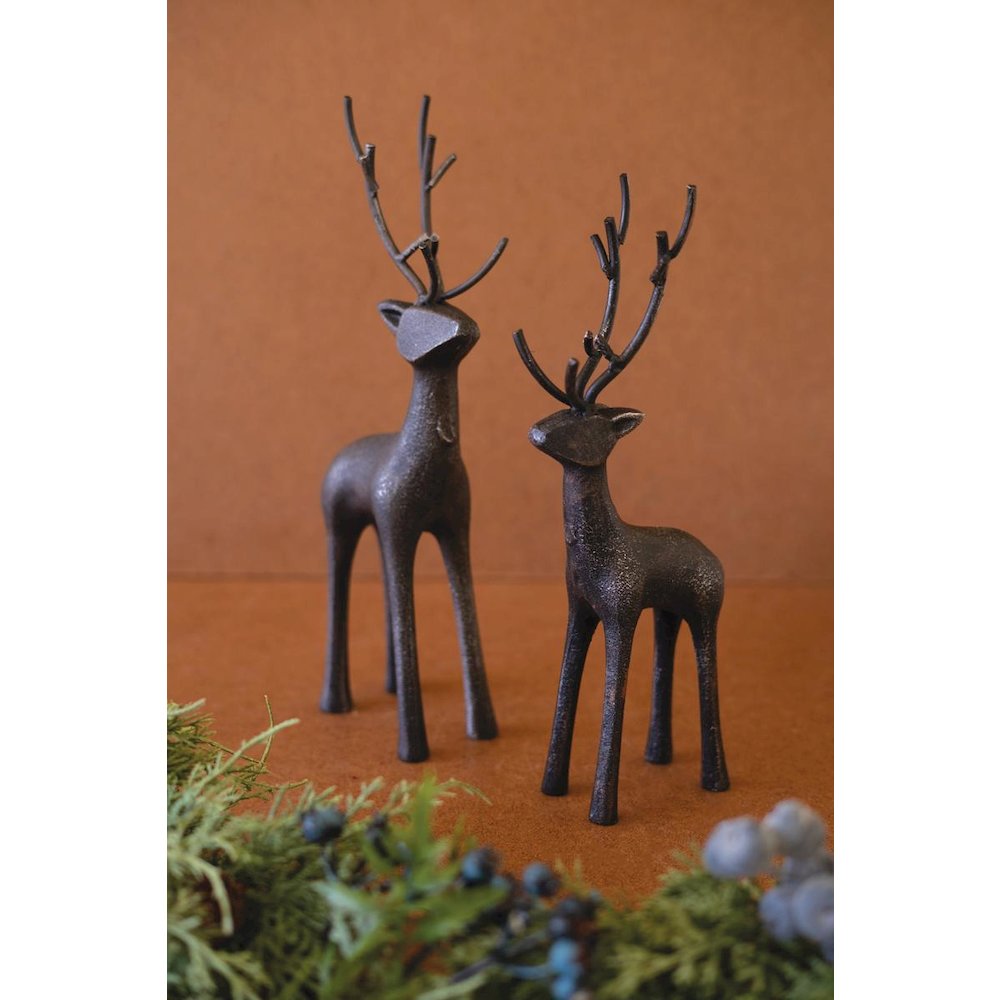 Set of Two Cast Iron Reindeer