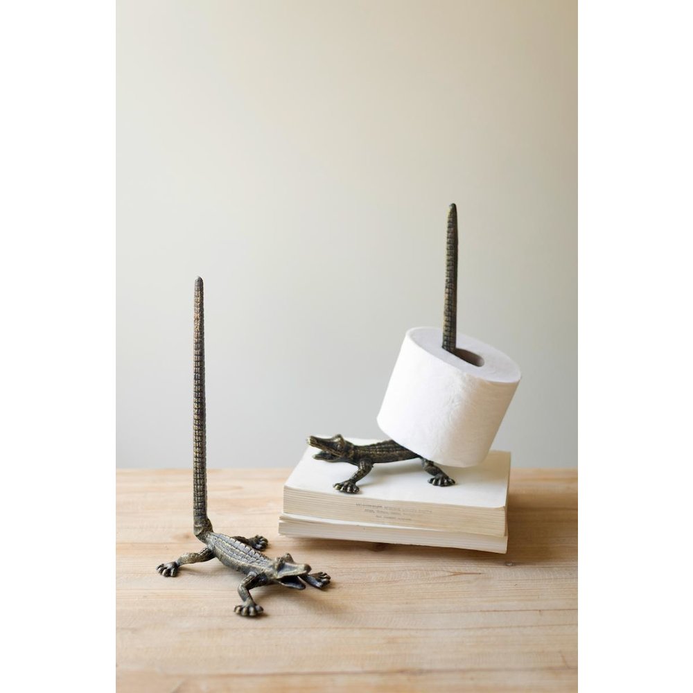 Cast Iron Crocodile Paper Owel Holder