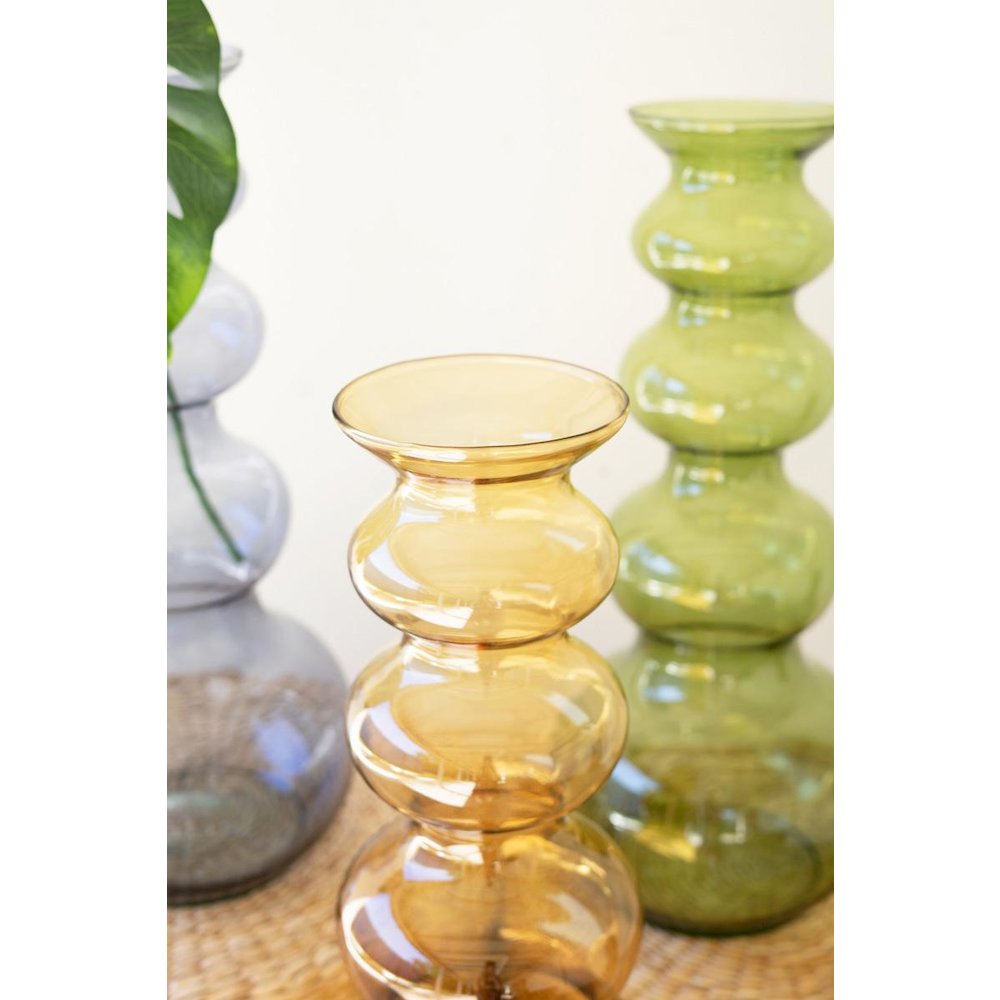 Large Glass Bubble Vase -  Blue