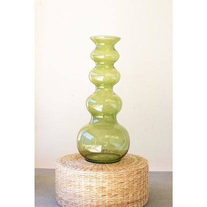 Large Glass Bubble Vase - Green