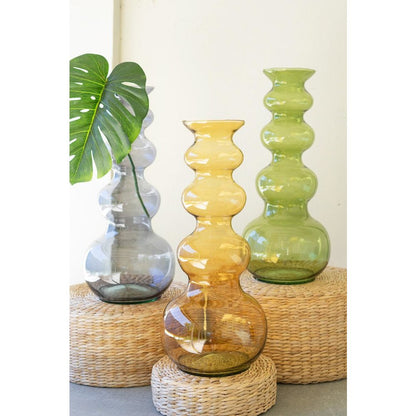 Large Glass Bubble Vase - Green