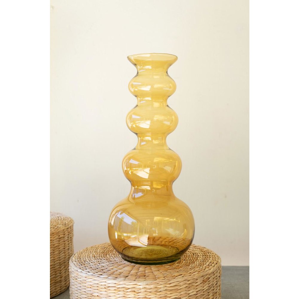 Large Glass Bubble Vase - Amber