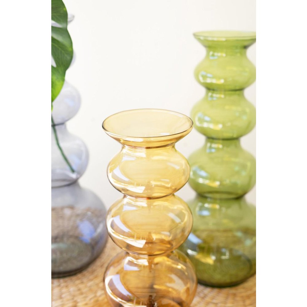 Large Glass Bubble Vase - Amber