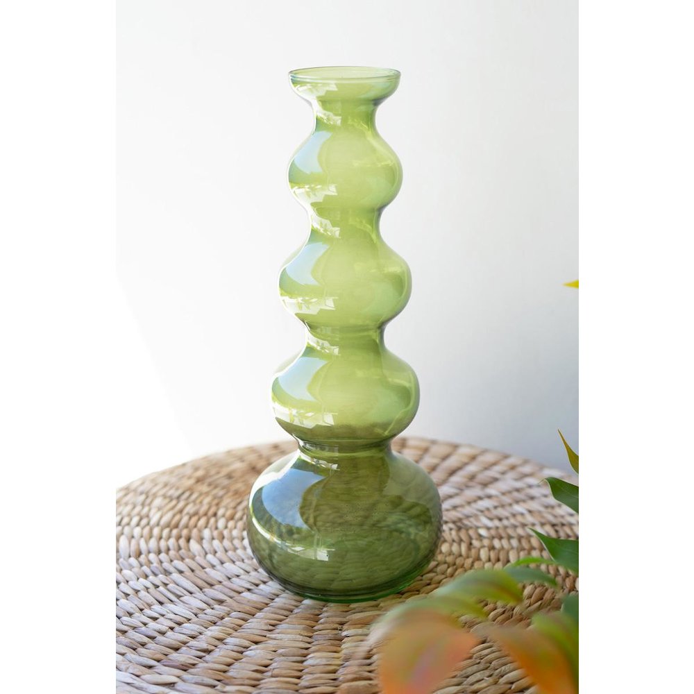 Small Glass Bubble Vase - Green