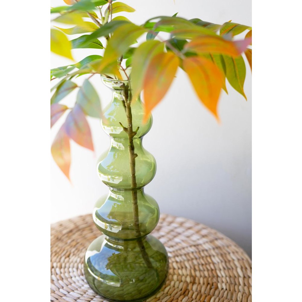 Small Glass Bubble Vase - Green
