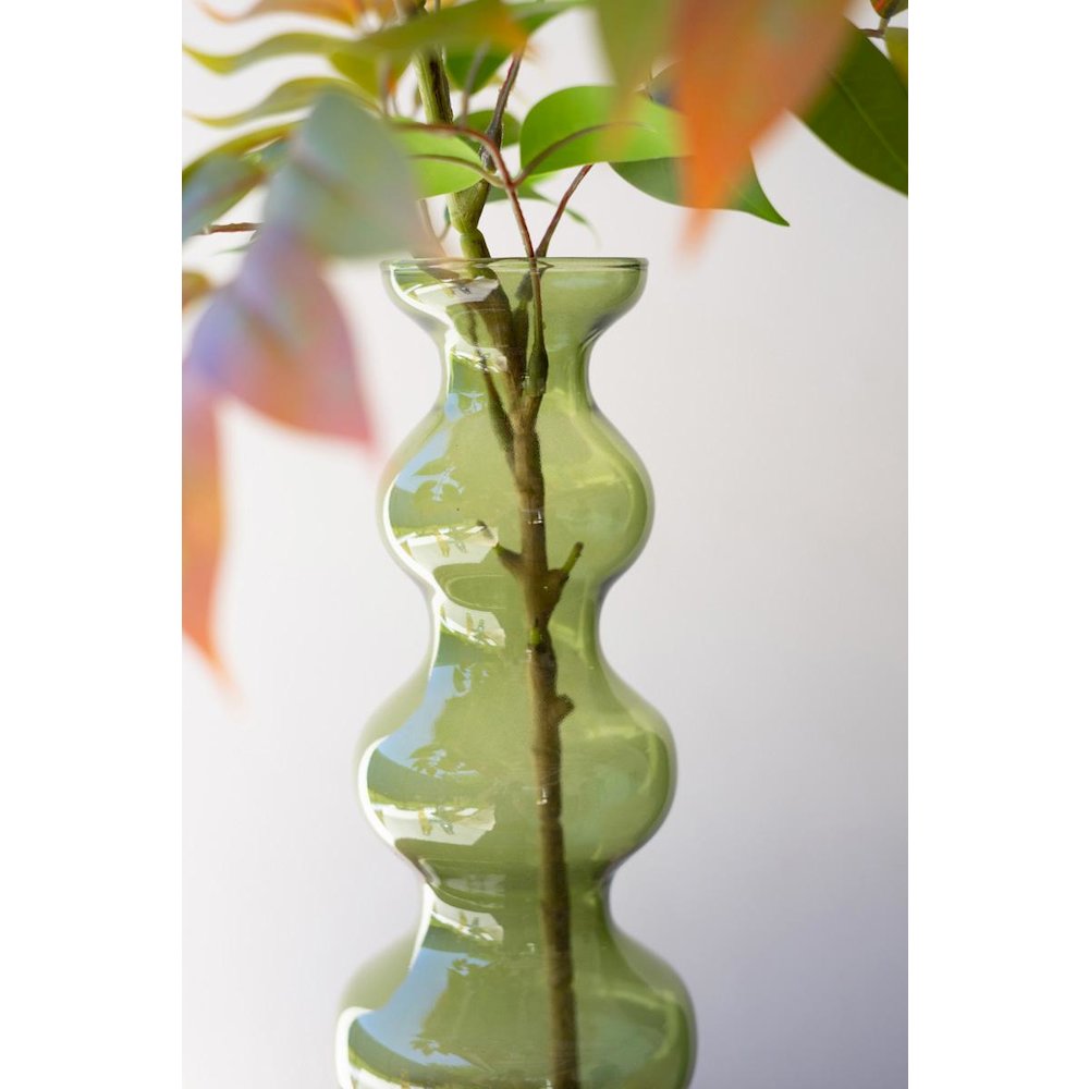 Small Glass Bubble Vase - Green