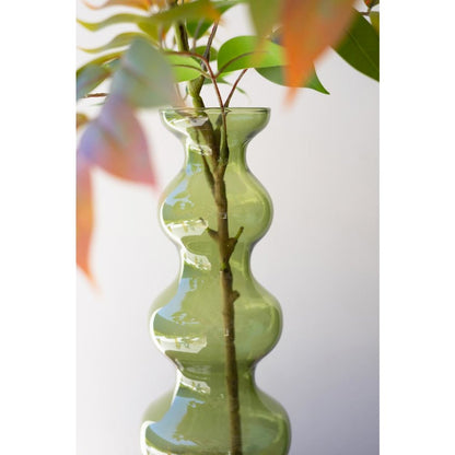 Small Glass Bubble Vase - Green