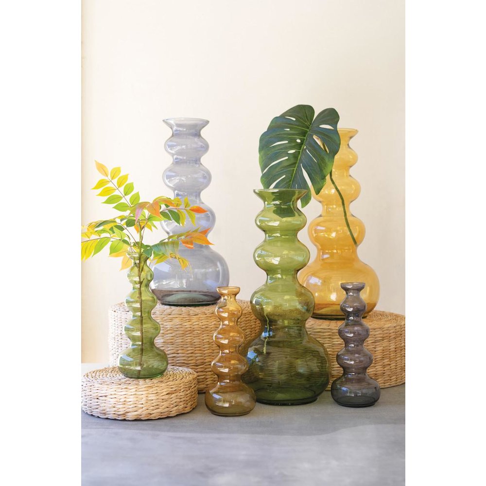 Small Glass Bubble Vase - Green