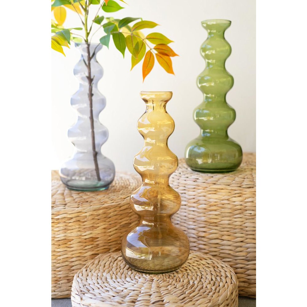 Small Glass Bubble Vase - Green