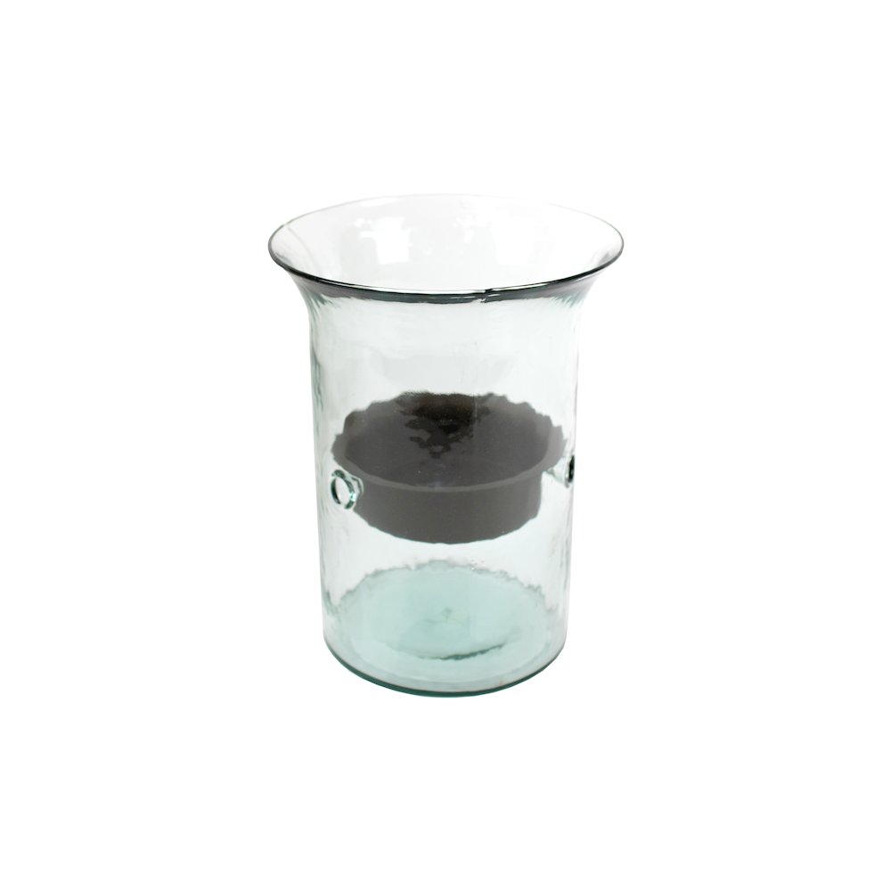 Original Glass Candle Cylinder W Rustic Insert - Small