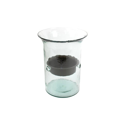 Original Glass Candle Cylinder W Rustic Insert - Small