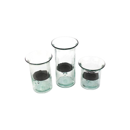 Set Of Three Recycled Glass Votive Cylinders