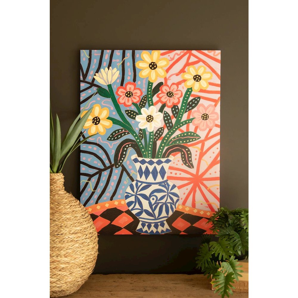 Canvas Paint Over Print - Flowers in a Vase