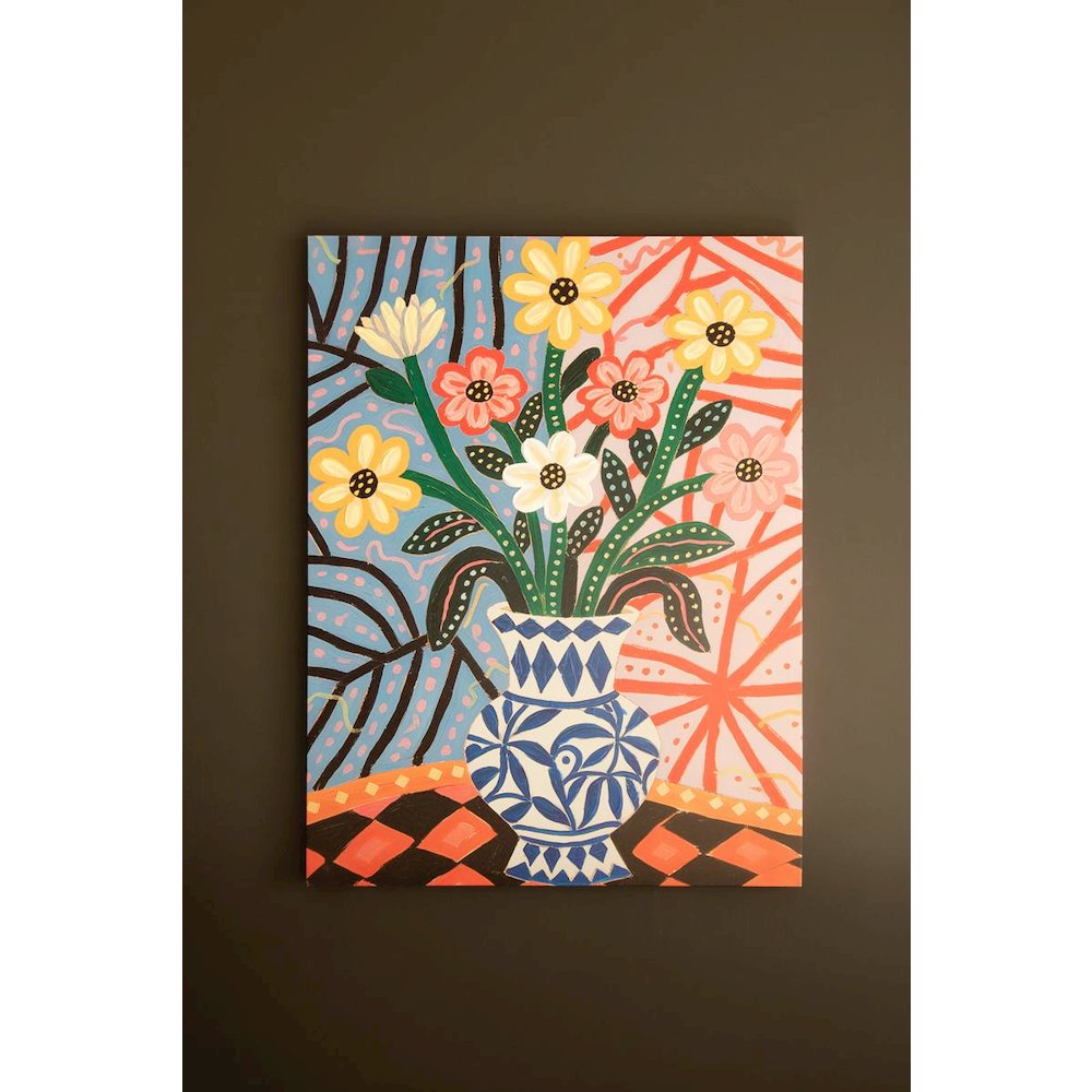 Canvas Paint Over Print - Flowers in a Vase
