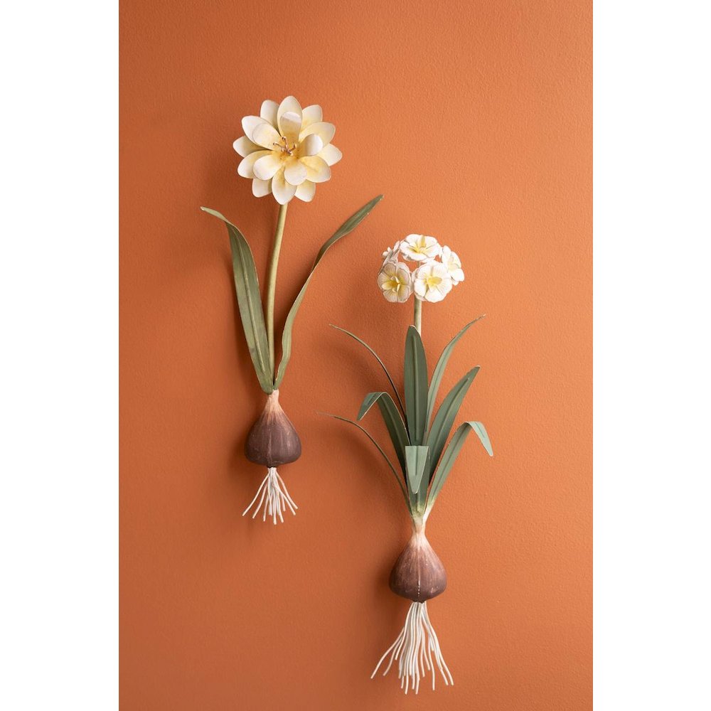 Set of Two Painted Metal Flower Wall Sconces