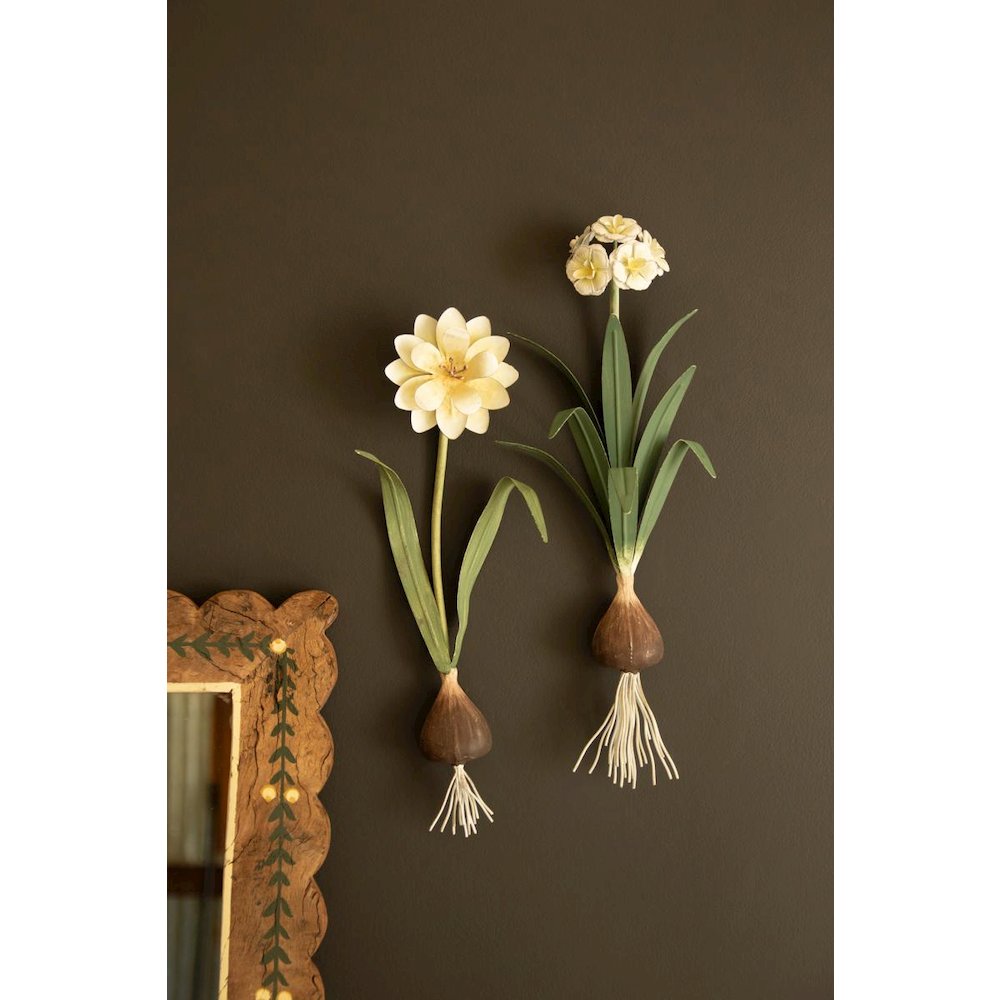 Set of Two Painted Metal Flower Wall Sconces
