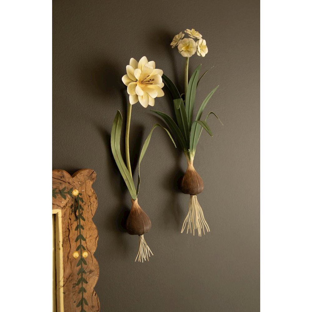 Set of Two Painted Metal Flower Wall Sconces