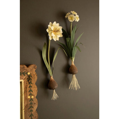 Set of Two Painted Metal Flower Wall Sconces