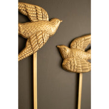 Set Of Antique Gold Metal Birds Taper Candle Wall Sconces