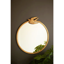 Antique Gold Metal Framed Mirror With Bird