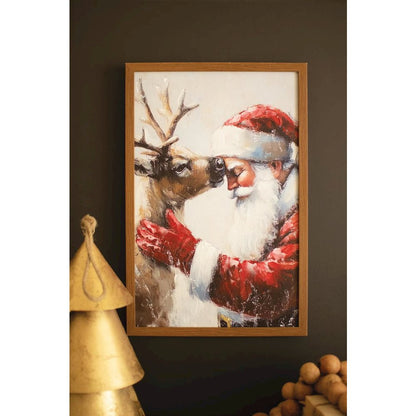 Framed Canvas Paint Over Print - Santa and Deer