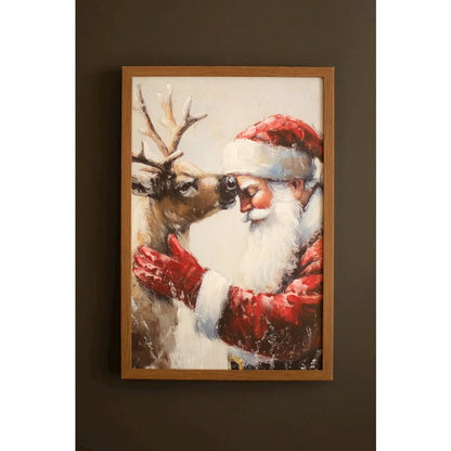 Framed Canvas Paint Over Print - Santa and Deer
