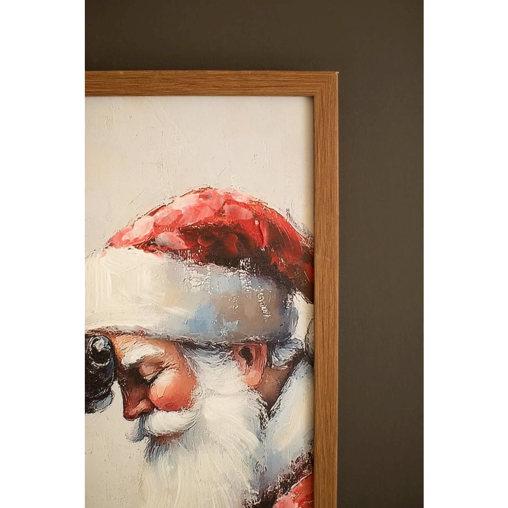 Framed Canvas Paint Over Print - Santa and Deer