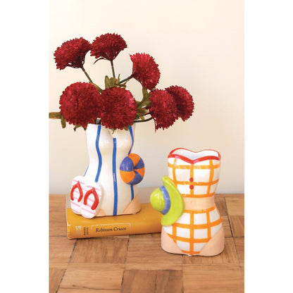 Set Of Two Ceramic Swimsuit Vases