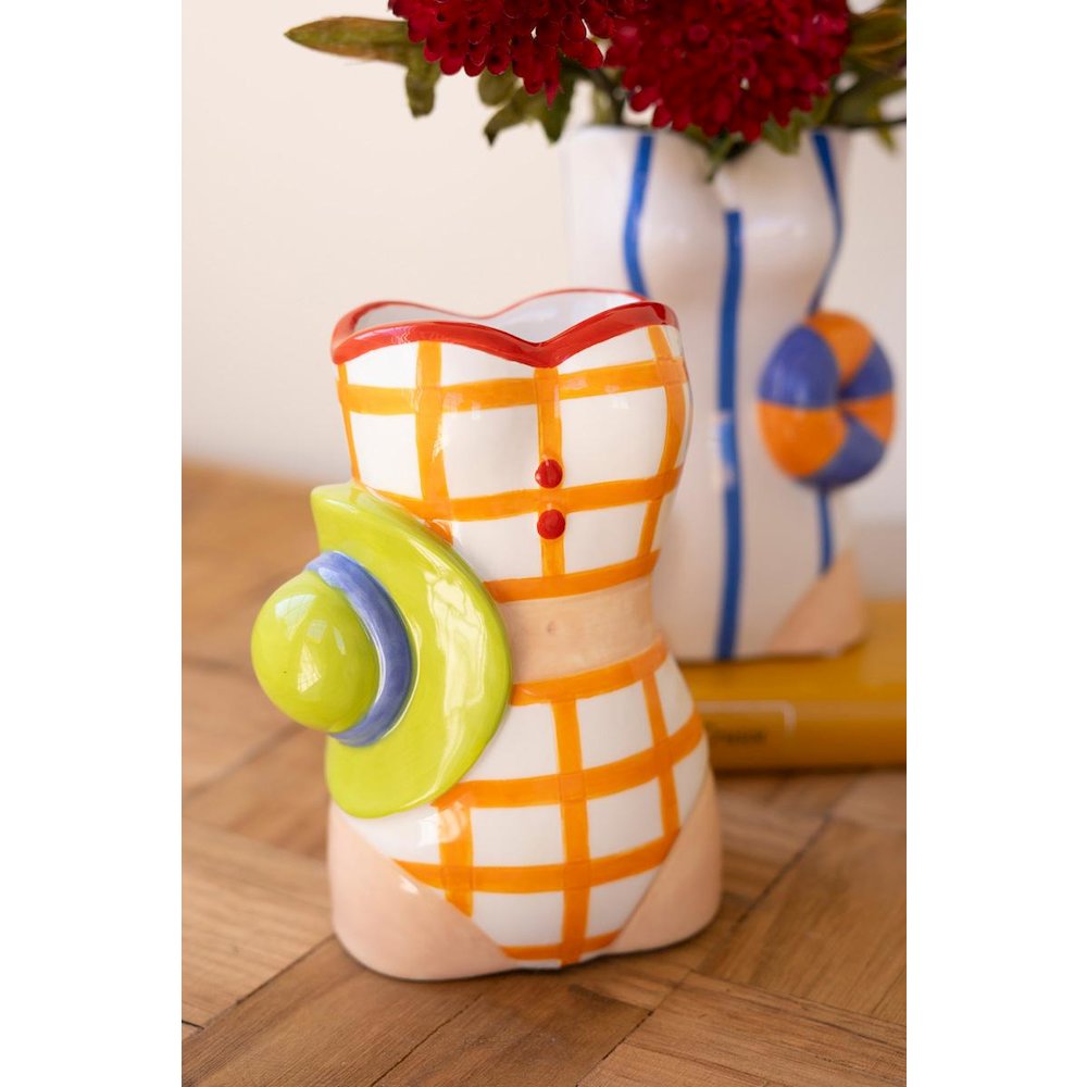 Set Of Two Ceramic Swimsuit Vases