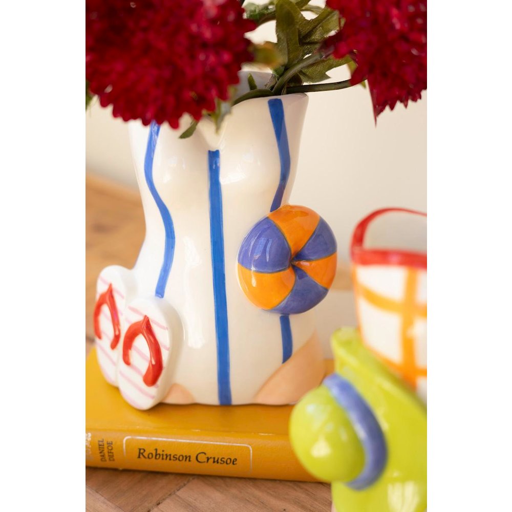Set Of Two Ceramic Swimsuit Vases