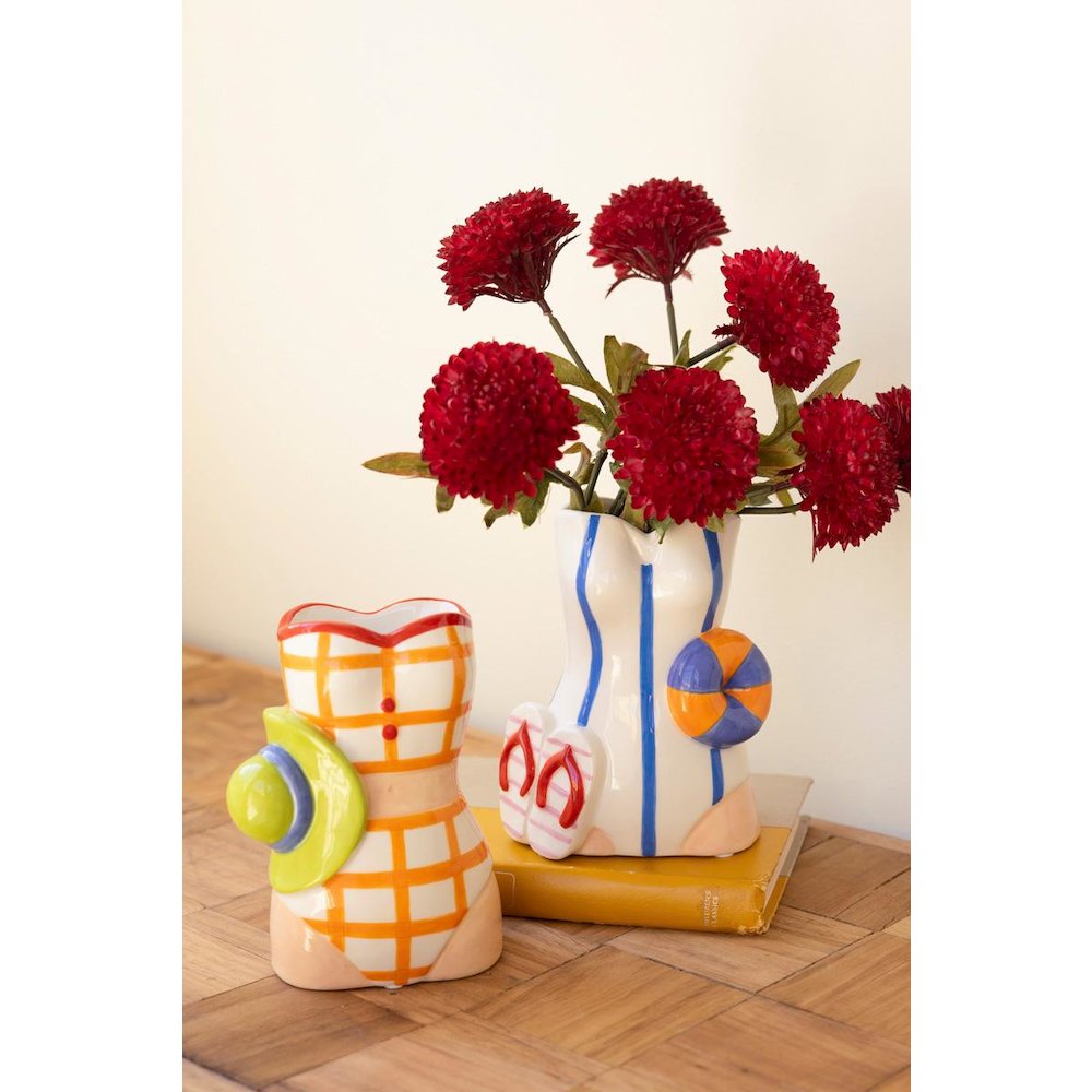 Set Of Two Ceramic Swimsuit Vases