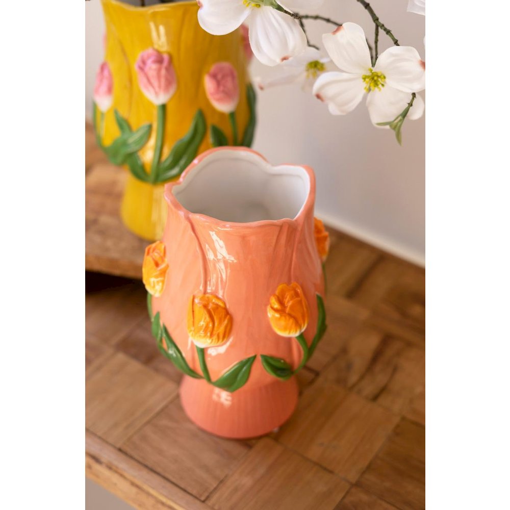 Set Of Two Ceramic Tulip Vases