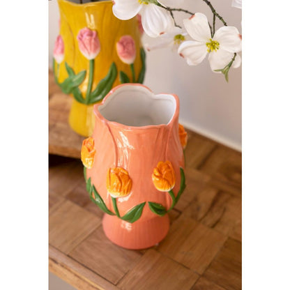 Set Of Two Ceramic Tulip Vases