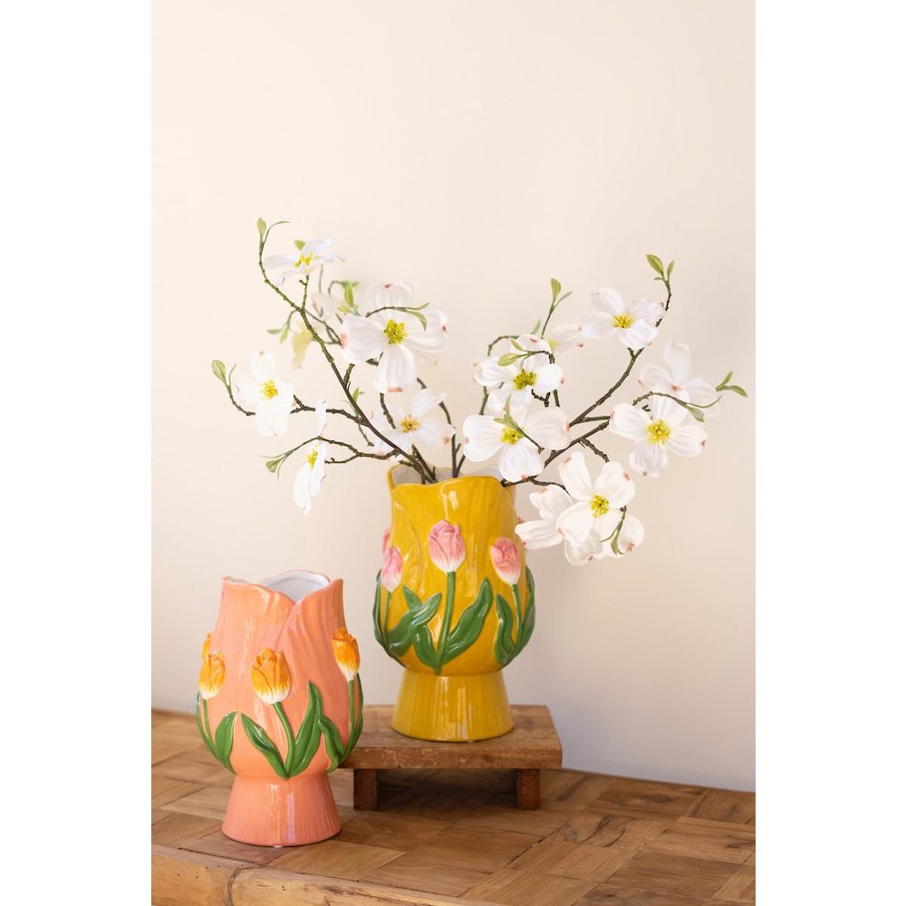 Set Of Two Ceramic Tulip Vases