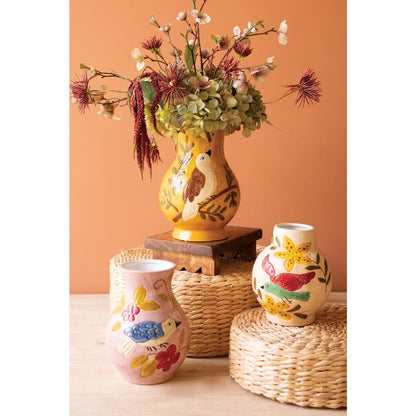 Set of Three Ceramic Bird Vases