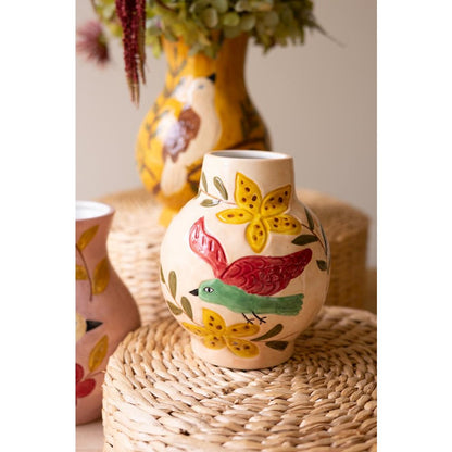 Set of Three Ceramic Bird Vases