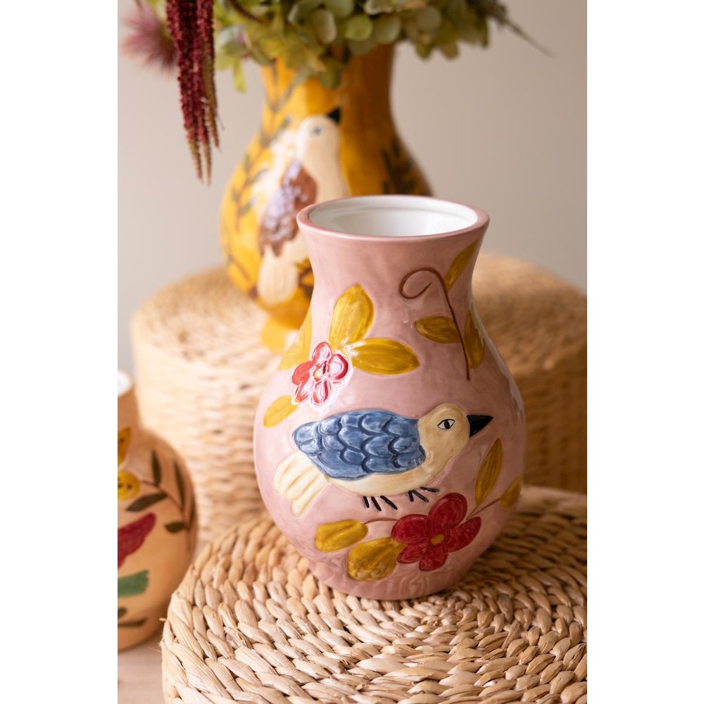 Set of Three Ceramic Bird Vases