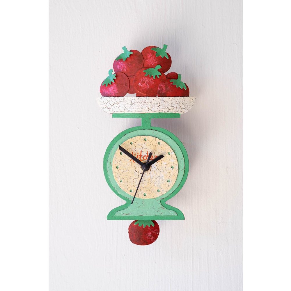 Hand Painted Wall Clock - Tomatoes on a Scale