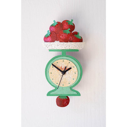 Hand Painted Wall Clock - Tomatoes on a Scale