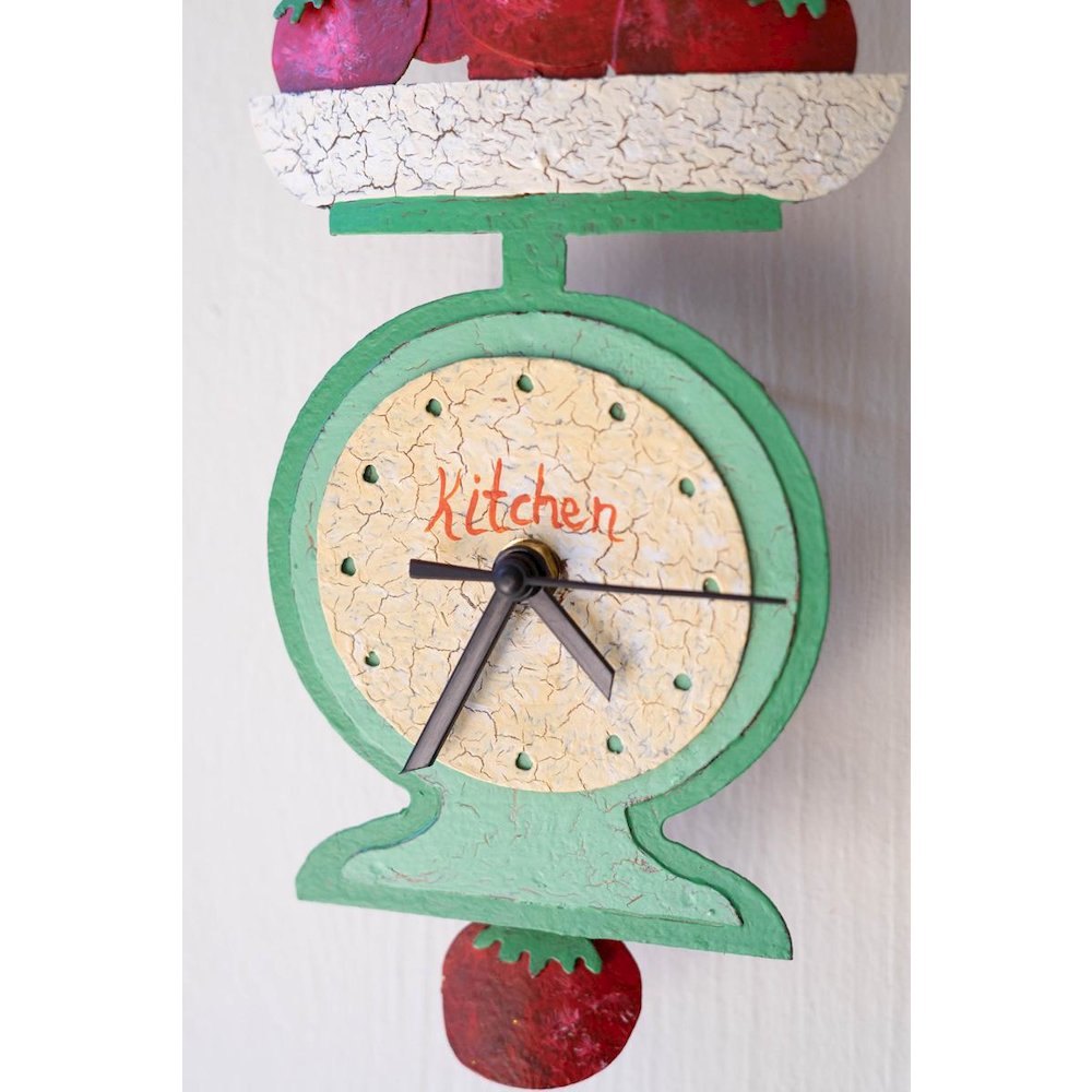 Hand Painted Wall Clock - Tomatoes on a Scale