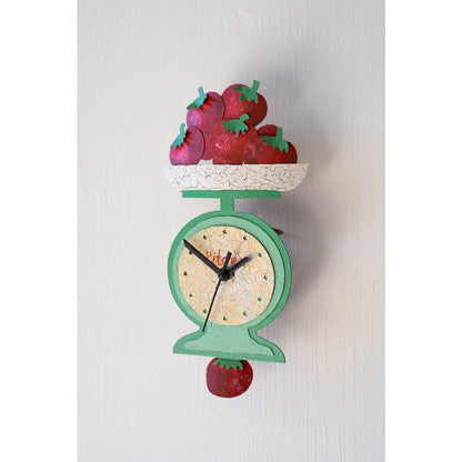 Hand Painted Wall Clock - Tomatoes on a Scale