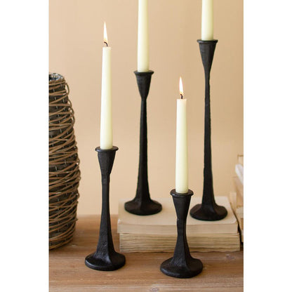 Set Of Four Cast Iron Taper Candle Holders