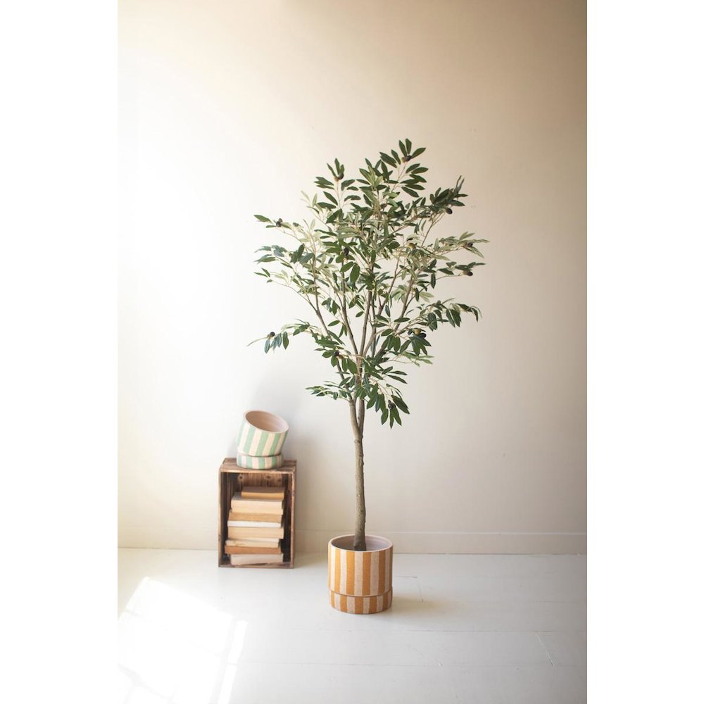 Tall Artificial Olive Tree In A Black Plastic Pot