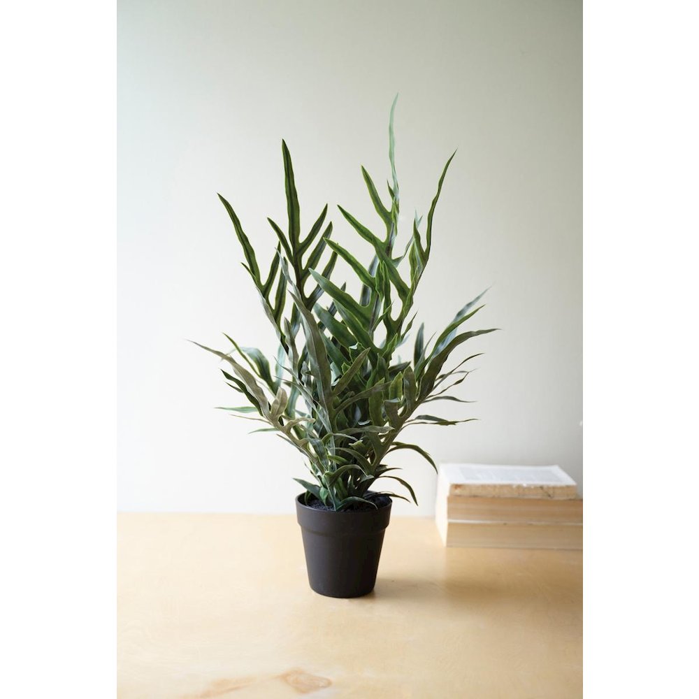 Artificial Fern In A Black Plastic Pot - 27"