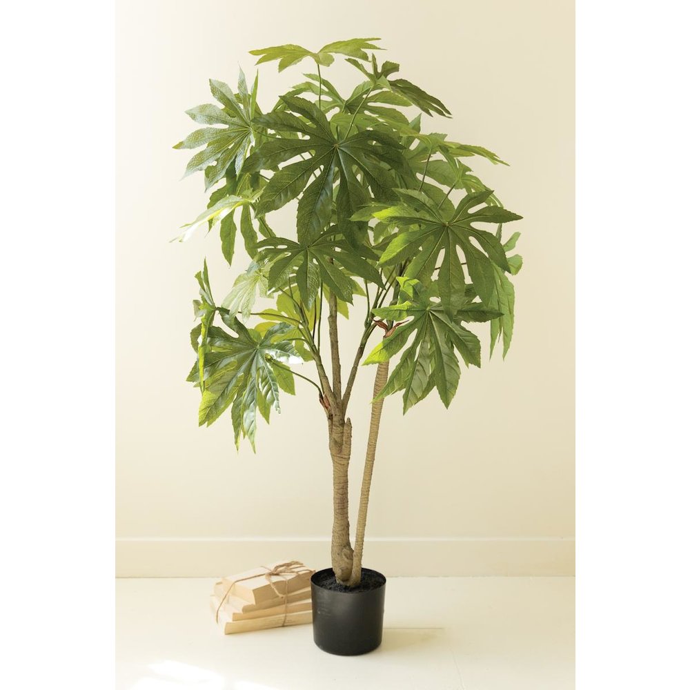 Artificial 4' Japanese Aralia in Plastic Pot