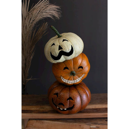 Painted Metal Halloween Stacking Jack-O-Lanterns