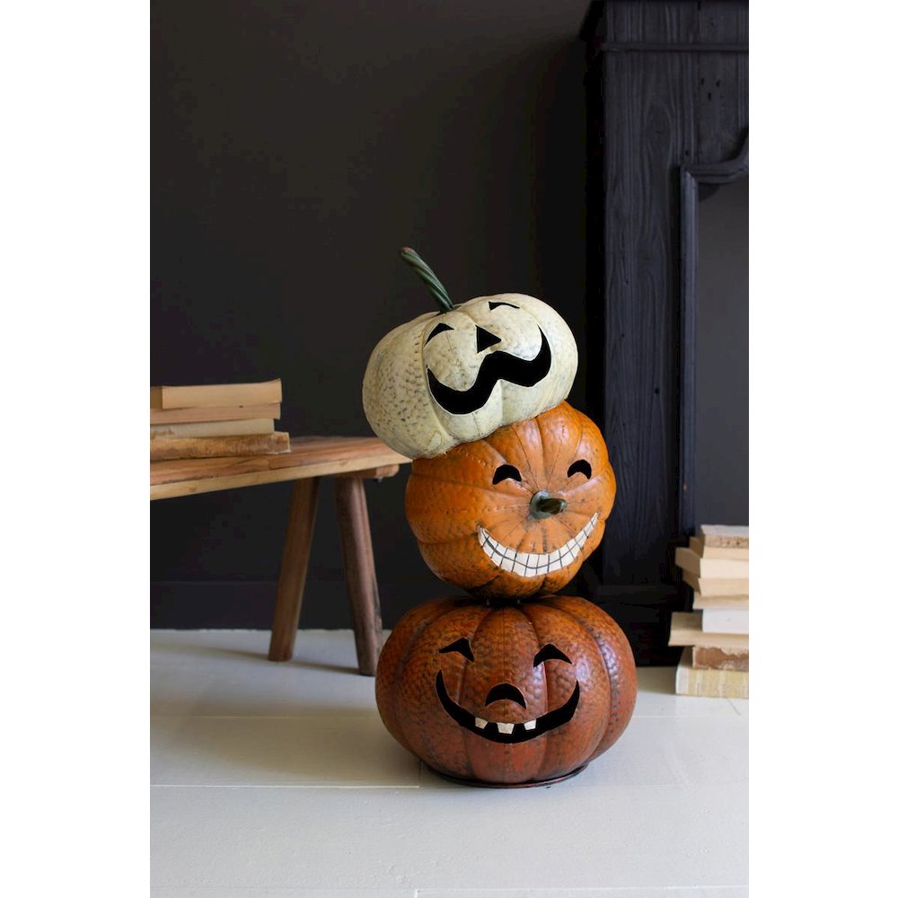 Painted Metal Halloween Stacking Jack-O-Lanterns