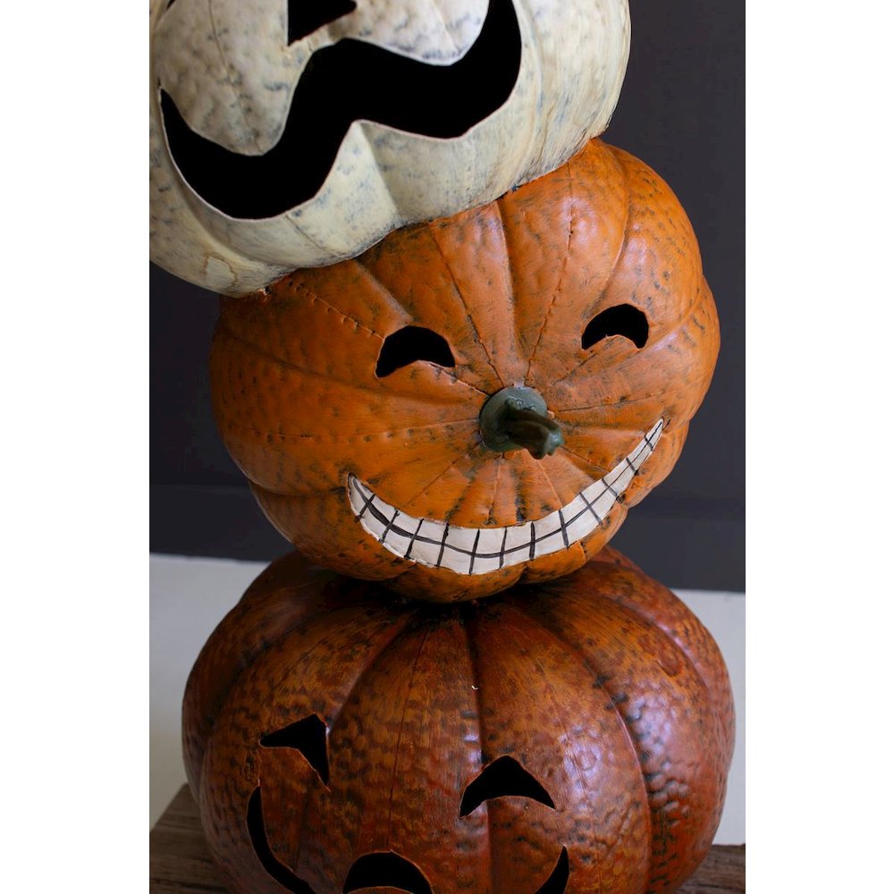 Painted Metal Halloween Stacking Jack-O-Lanterns