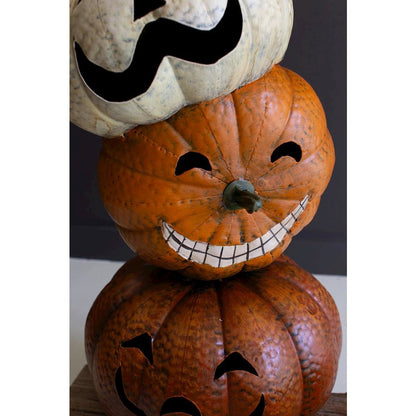 Painted Metal Halloween Stacking Jack-O-Lanterns