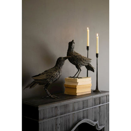 Set Of Two Black Metal Halloween Crows
